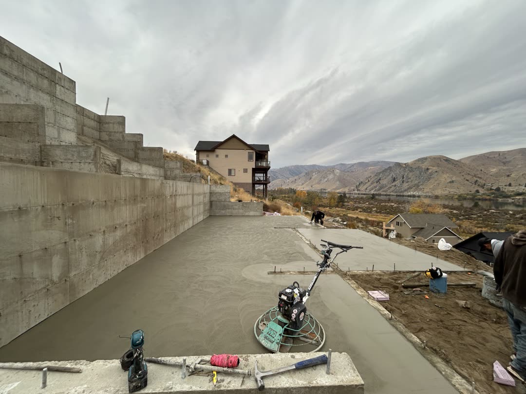 Poured concrete foundation walls with forms on a residential lot